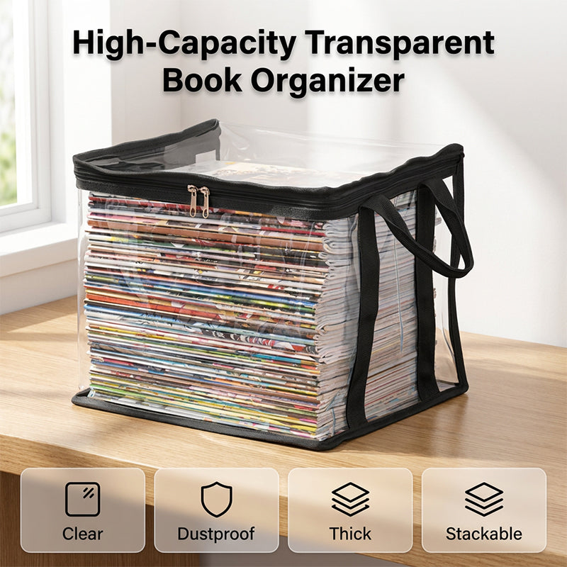 Moonval Large-Capacity Storage Box, Clear Dustproof Stackable Organizer with Handles