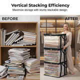 Moonval Large-Capacity Storage Box, Clear Dustproof Stackable Organizer with Handles