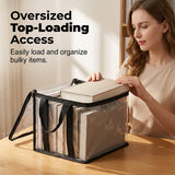 Moonval Large-Capacity Storage Box, Clear Dustproof Stackable Organizer with Handles