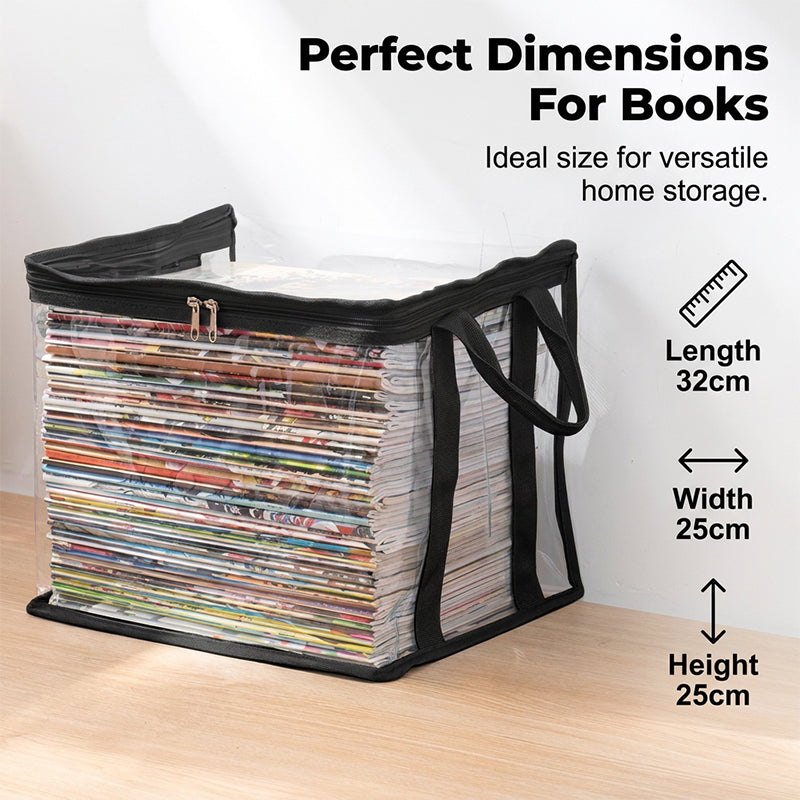 Moonval Large-Capacity Storage Box, Clear Dustproof Stackable Organizer with Handles