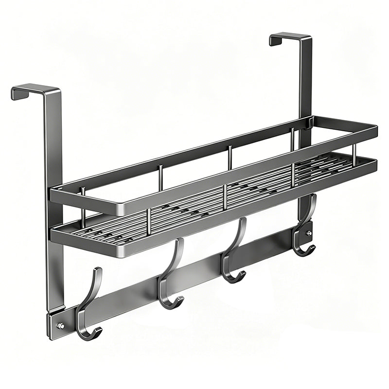 Moonval Over-the-Door Hook Rack with Storage Basket, Tool-Free Space-Saving Organizer
