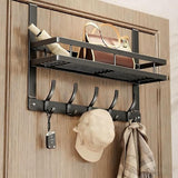 Moonval Over-the-Door Hook Rack with Storage Basket, Tool-Free Space-Saving Organizer