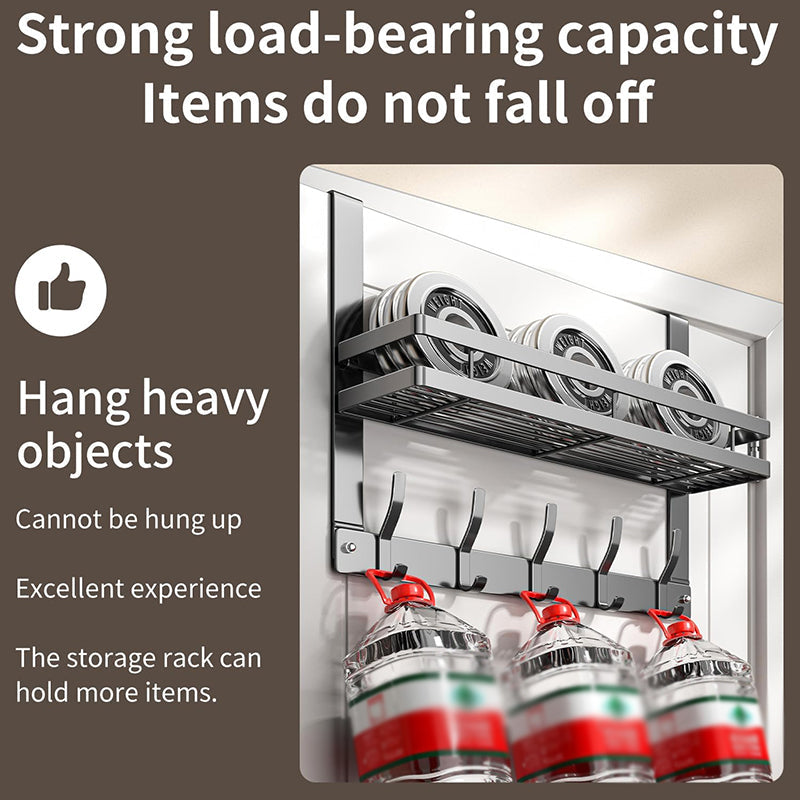 Moonval Over-the-Door Hook Rack with Storage Basket, Tool-Free Space-Saving Organizer