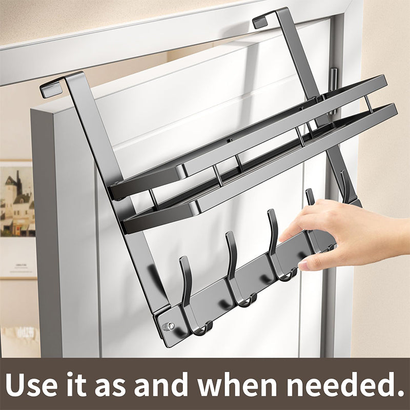 Moonval Over-the-Door Hook Rack with Storage Basket, Tool-Free Space-Saving Organizer