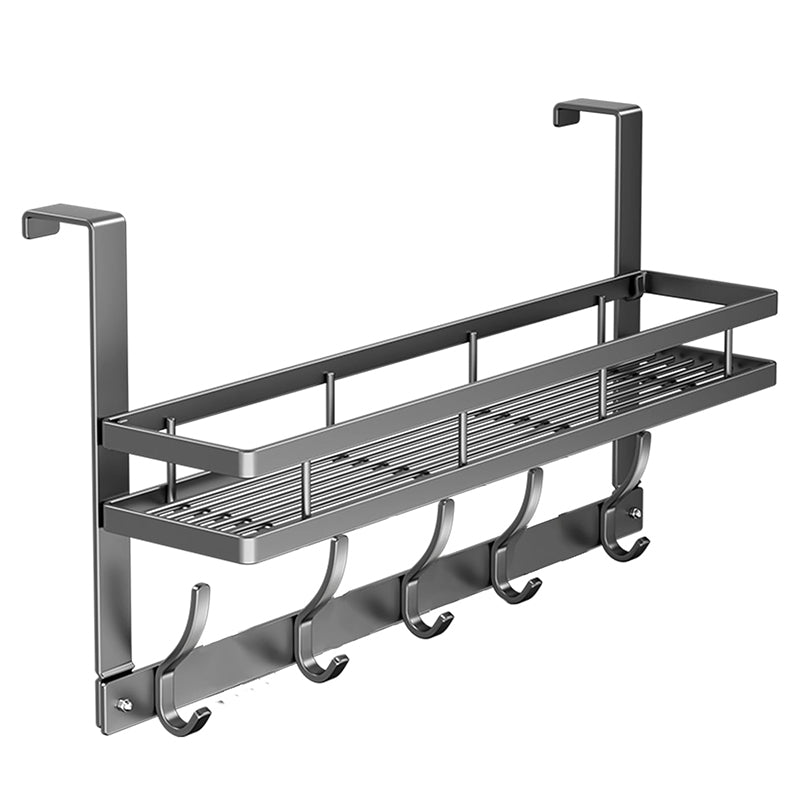 Moonval Over-the-Door Hook Rack with Storage Basket, Tool-Free Space-Saving Organizer