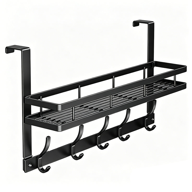 Moonval Over-the-Door Hook Rack with Storage Basket, Tool-Free Space-Saving Organizer