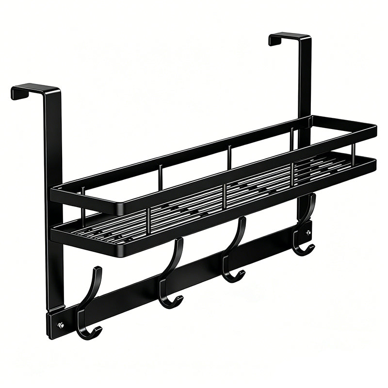 Moonval Over-the-Door Hook Rack with Storage Basket, Tool-Free Space-Saving Organizer