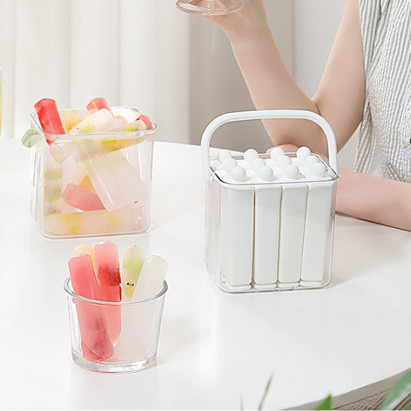 Moonval Silicone Ice Stick Tray, Slim Ice Cube Maker with Storage Caddy for Water Bottles