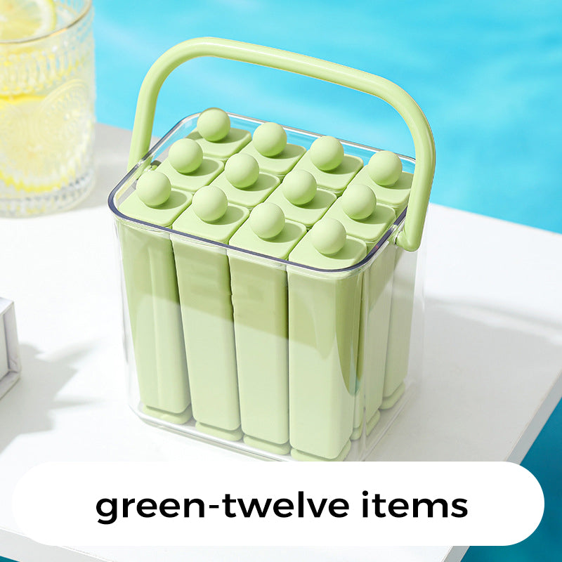 Moonval Silicone Ice Stick Tray, Slim Ice Cube Maker with Storage Caddy for Water Bottles