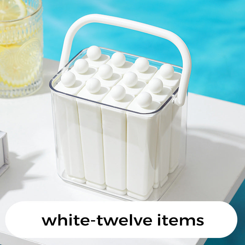 Moonval Silicone Ice Stick Tray, Slim Ice Cube Maker with Storage Caddy for Water Bottles