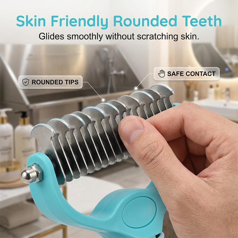 Moonval Dog Grooming Brush, Professional Deshedding & Detangling Undercoat Brush for Dogs
