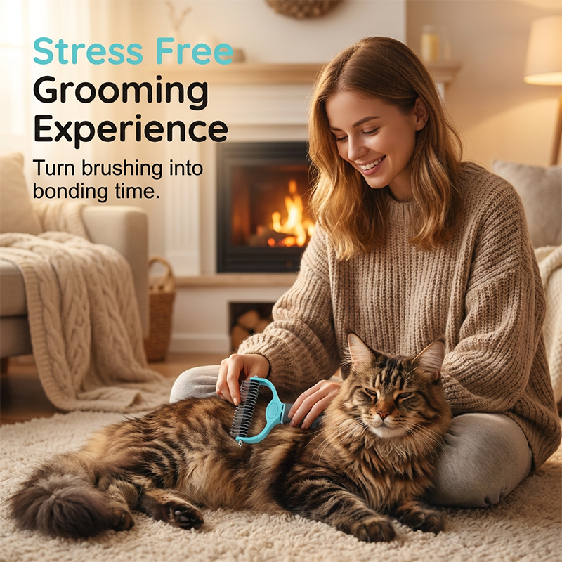 Moonval Dog Grooming Brush, Professional Deshedding & Detangling Undercoat Brush for Dogs