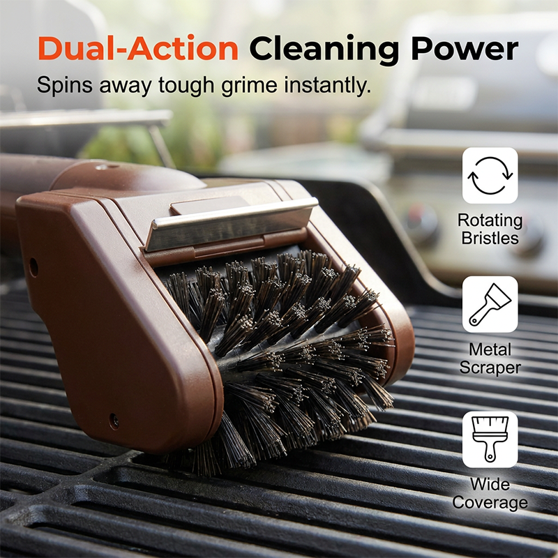 Moonval Electric Grill Cleaning Brush, Heavy-Duty BBQ Brush for Grill Grates & Outdoor Cooking
