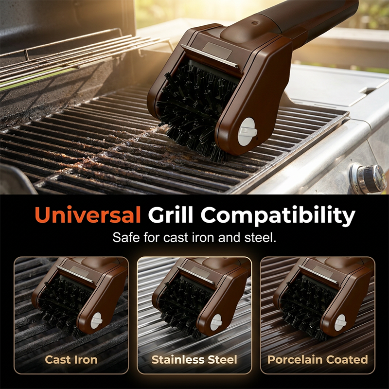 Moonval Electric Grill Cleaning Brush, Heavy-Duty BBQ Brush for Grill Grates & Outdoor Cooking