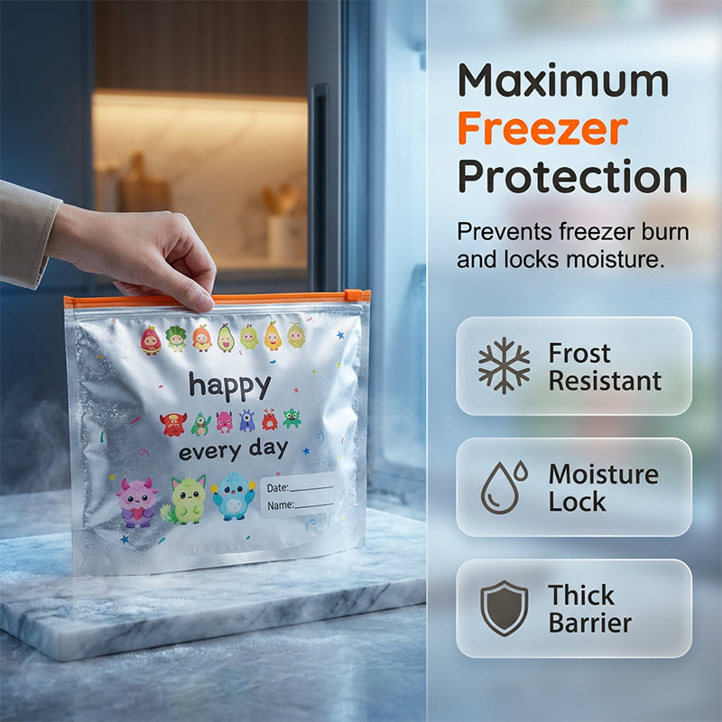 Moonval Reusable Aluminum Foil Storage Bags, 10-Piece Sealable Food Storage & Freezer Bag Set