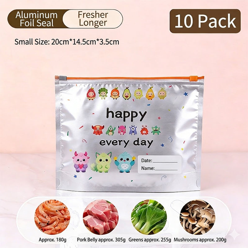 Moonval Reusable Aluminum Foil Storage Bags, 10-Piece Sealable Food Storage & Freezer Bag Set