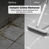 Moonval 2-in-1 Floor Scrub Brush with Squeegee, Long Handle Tile & Grout Cleaning Brush