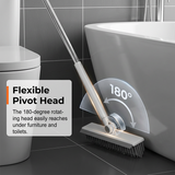 Moonval 2-in-1 Floor Scrub Brush with Squeegee, Long Handle Tile & Grout Cleaning Brush