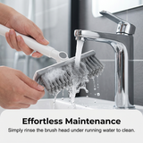 Moonval 2-in-1 Floor Scrub Brush with Squeegee, Long Handle Tile & Grout Cleaning Brush