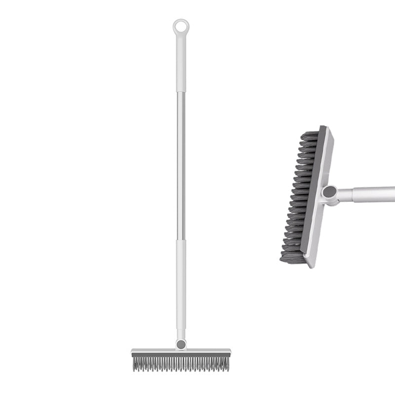 Moonval 2-in-1 Floor Scrub Brush with Squeegee, Long Handle Tile & Grout Cleaning Brush