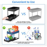 Moonval 2-Tier Under Sink Organizer with Sliding Drawer, Hooks & Hanging Cups
