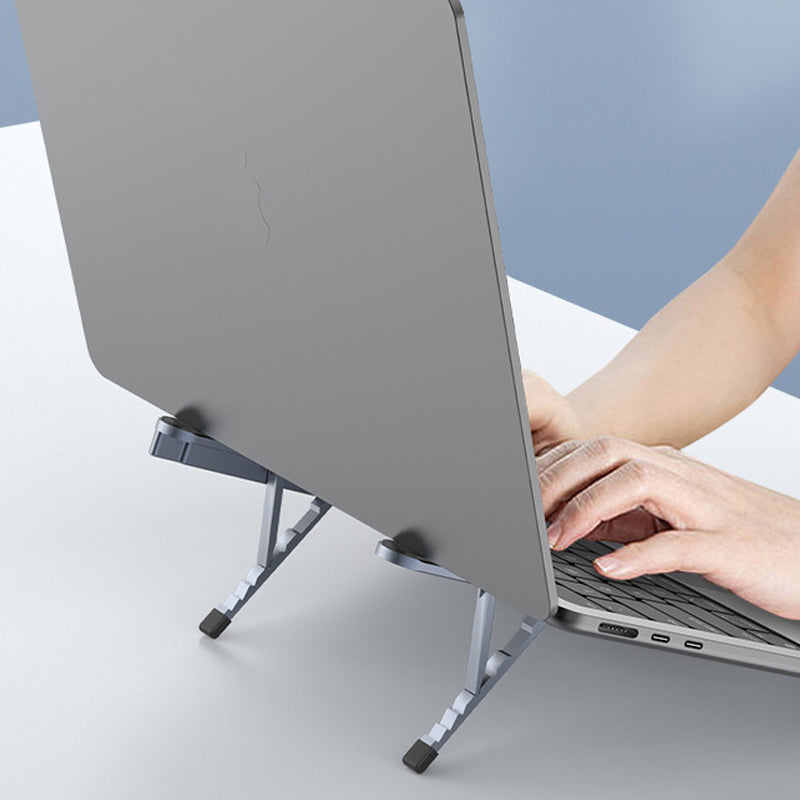 Moonval Adjustable Aluminum Laptop Stand with 4-Port USB Hub, Foldable 6-Level Notebook Riser