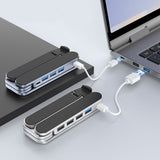 Moonval Adjustable Aluminum Laptop Stand with 4-Port USB Hub, Foldable 6-Level Notebook Riser