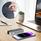 Moonval Adjustable Aluminum Laptop Stand with 4-Port USB Hub, Foldable 6-Level Notebook Riser