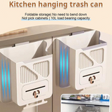Moonval Foldable Hanging Kitchen Trash Bin, Cabinet Door Waste Bin with Bag Storage, 10L