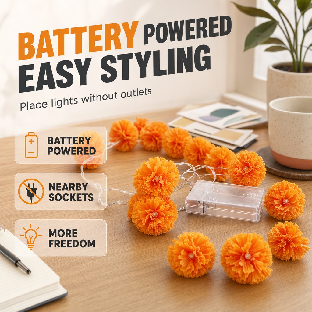 Moonval Artificial Marigold LED String Lights, 20-LED Waterproof Fairy Lights with 8 Lighting Modes