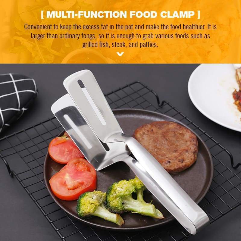 Moonval 3-in-1 Cooking Tongs, Stainless Steel Spatula Tongs for Grilling & Frying
