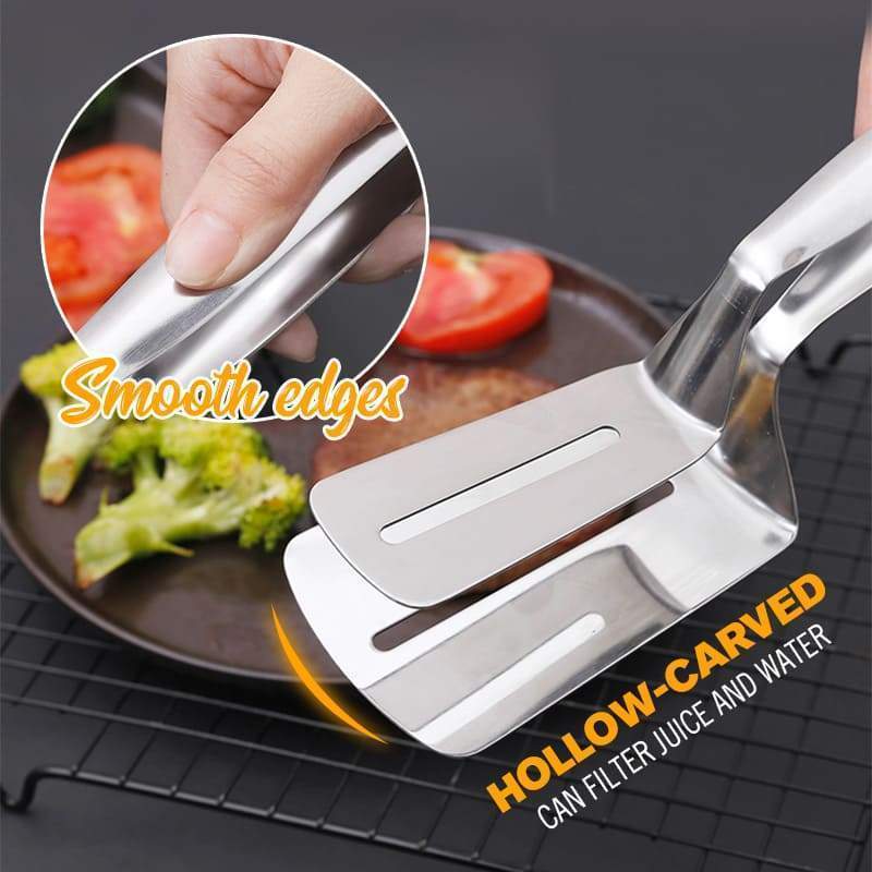 Moonval 3-in-1 Cooking Tongs, Stainless Steel Spatula Tongs for Grilling & Frying