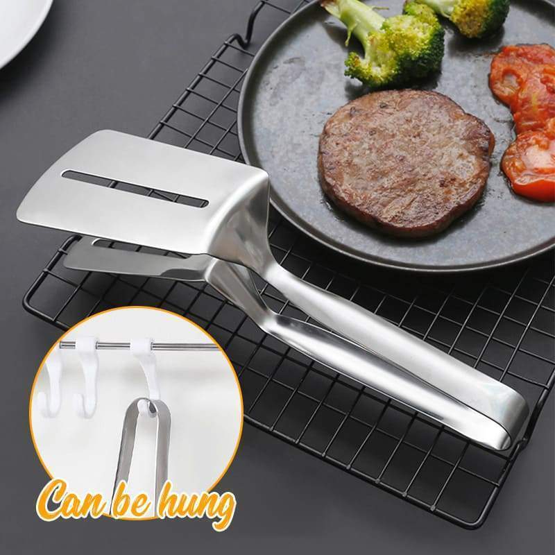 Moonval 3-in-1 Cooking Tongs, Stainless Steel Spatula Tongs for Grilling & Frying