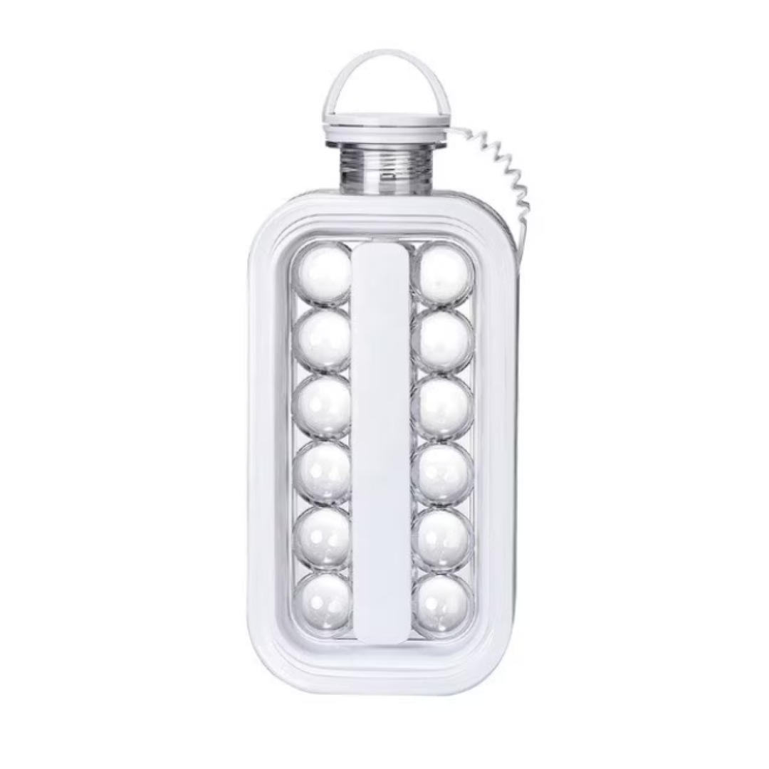 Moonval Ice Cube Bottle with 17 Ice Molds, Reusable Water Bottle & Ice Tray