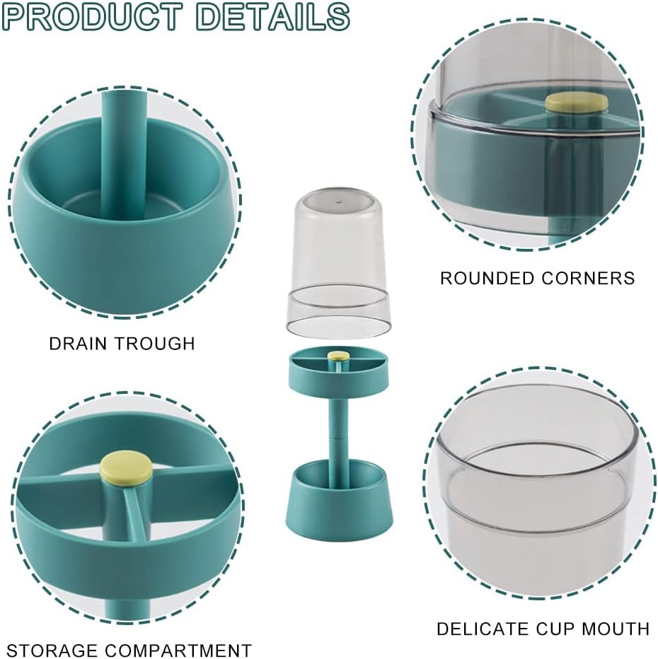 Moonval 3-in-1 Toothbrush Holder Stand, Dustproof Bathroom Organizer with Rinse Cup