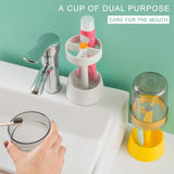 Moonval 3-in-1 Toothbrush Holder Stand, Dustproof Bathroom Organizer with Rinse Cup