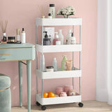 Moonval Slim 4-Tier Rolling Storage Cart, Space-Saving Mobile Organizer for Kitchen, Bathroom & Laundry