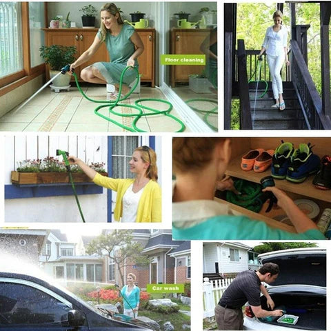 Moonval Expandable Garden Hose, Flexible Water Hose with Spray Nozzle for Lawn, Garden & Car Wash