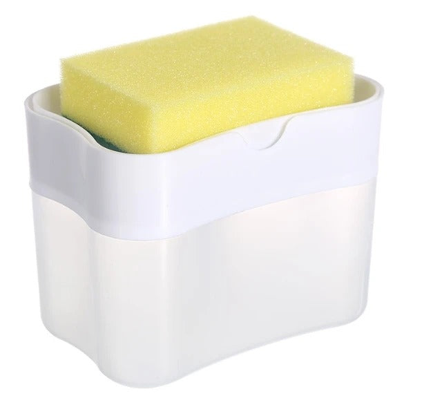 Moonval Soap Dispenser with Sponge Holder, 2-in-1 Kitchen Sink Soap Pump Organizer